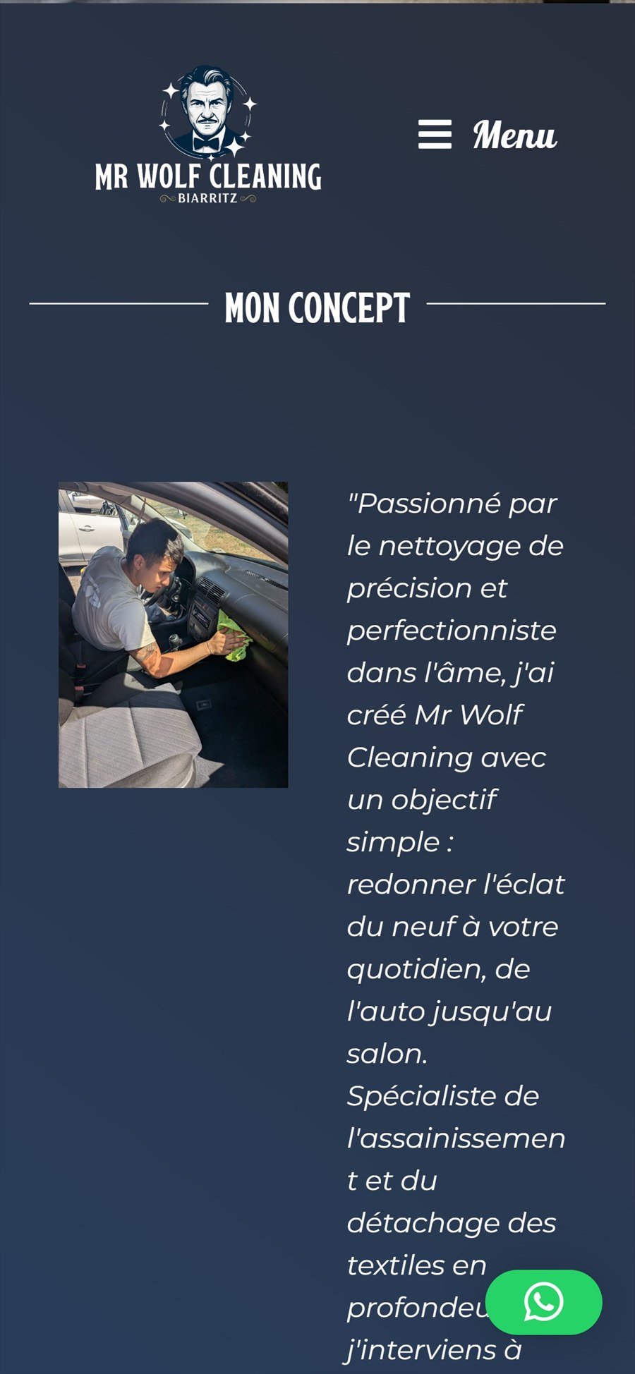 Mr Wolf Cleaning – Le concept sur mobile
