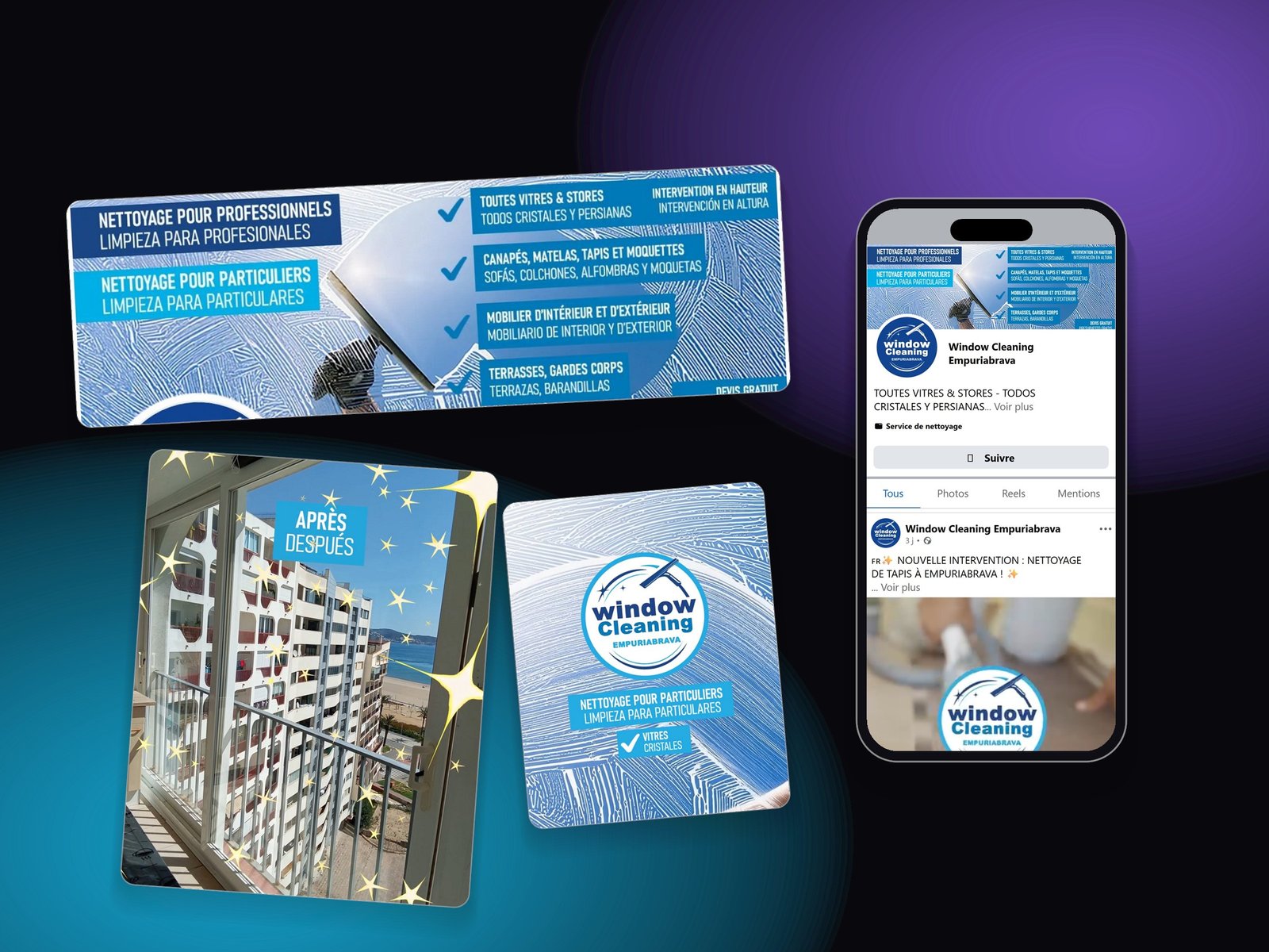 Window Cleaning Empuriabrava – page Facebook animée par Visua